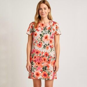 Tory Burch Floral Printed Short Sleeve A-Line Dress - Sz 4